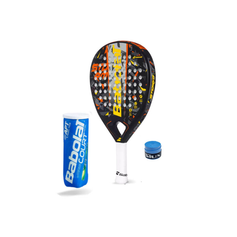 Pack Padel Racchetta Babolat Storm 2023 Tubo Di Palle Babolat Court