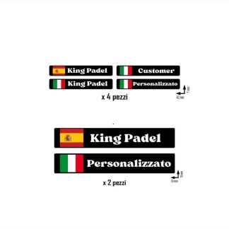 Adesivo Impermeabile per Racchetta Padel Nome e Bandiera Personalizzabile